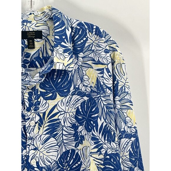 Luxury Mens Club Room Linen Floral Button Up Shirt Blue Tropical Resort Sz XXL - Picture 3 of 6